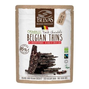 Belvas Belgian Thins Dark 100% with Pure Cacao Nibs 80g