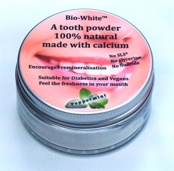 Bio-White Organic Tooth Powder Peppermint Glass Jar 35g