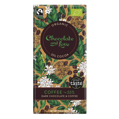 Chocolate and Love Organic FairTrade Dark Chocolate with Coffee 55%