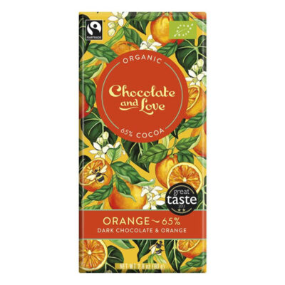 Chocolate and Love Organic FairTrade Dark Chocolate with Natural Orange Oil 65%