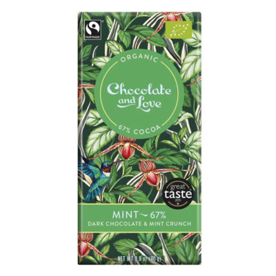 Chocolate and Love Organic FairTrade Dark Chocolate with Peppermint Crunch 67%