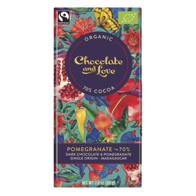 Chocolate and Love Organic FairTrade Dark Chocolate with Pomegranate & Almond 70%