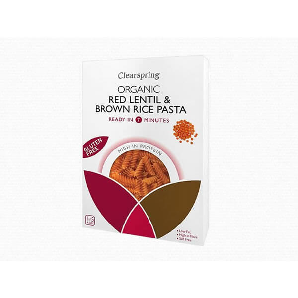 Clearspring Organic Gluten Free Red Lentil and Brown Rice Pasta 250g