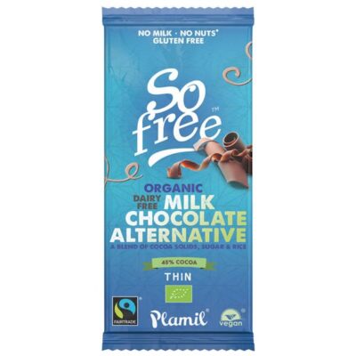 Plamil So Free Milk Alternative Chocolate Organic Fairtrade 80g X 12