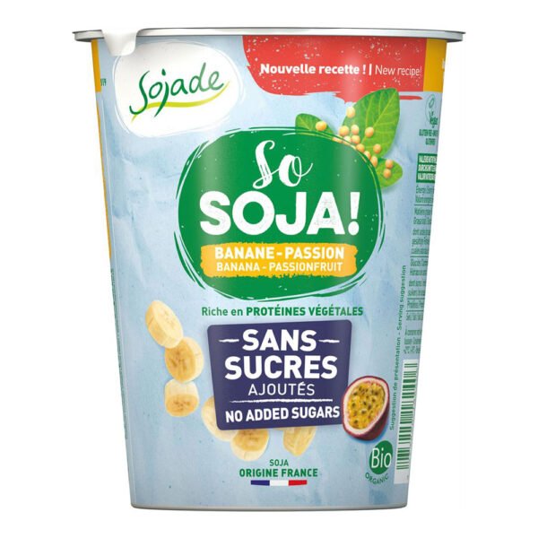 Sojade Organic No Added Sugar Banana & Passion Fruit Soya Yogurt 400g