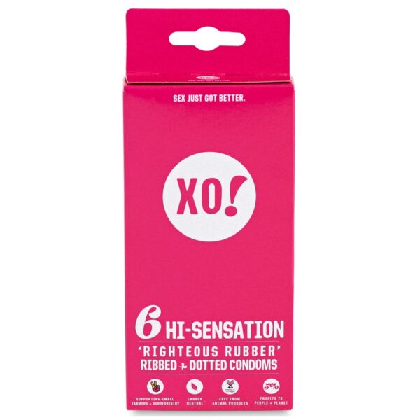 XO! 6 Hi-Sensation CCO2-Neutral Vegan Natural Latex Condoms