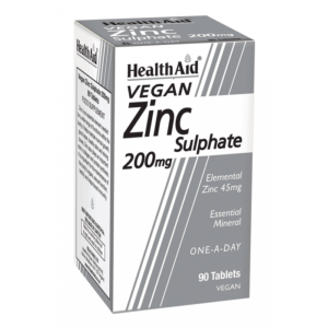 HealthAid Zinc Sulphate 200mg (45mg elemental Zinc) 90 Tablets