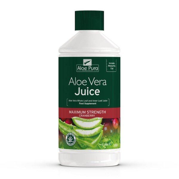 Optima Aloe Pura Aloe Vera Juice Max-Strength Cranberry 1L