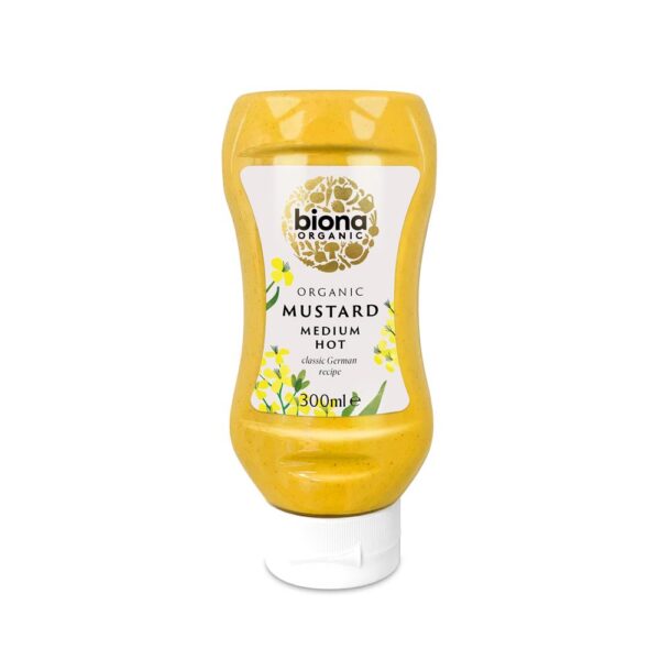 Biona Organic Medium Hot Mustard Squeezy 300ml (Min. 2)