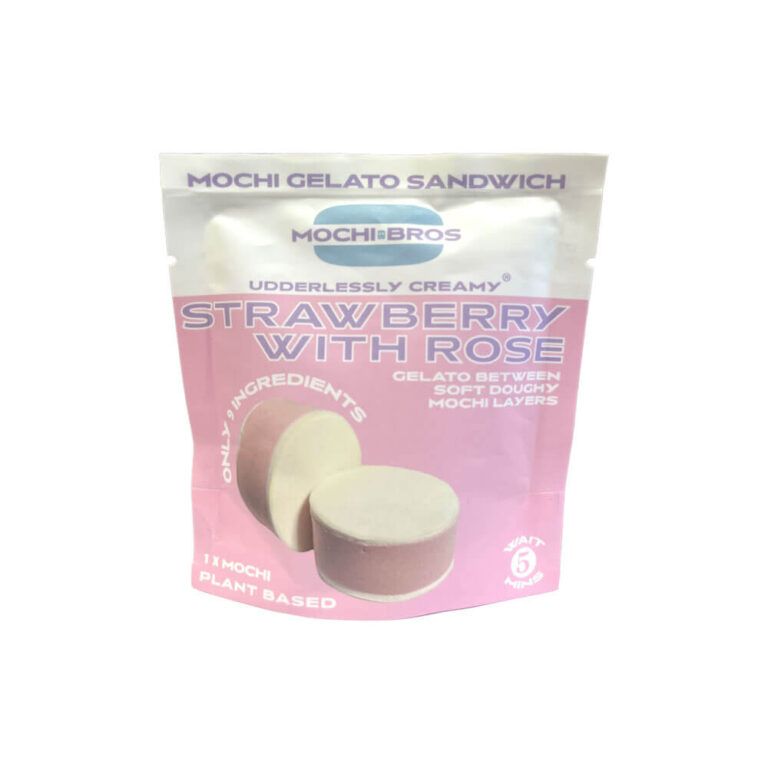 Mochi Bros Strawberry With Rose Mochi Gelato Sandwich