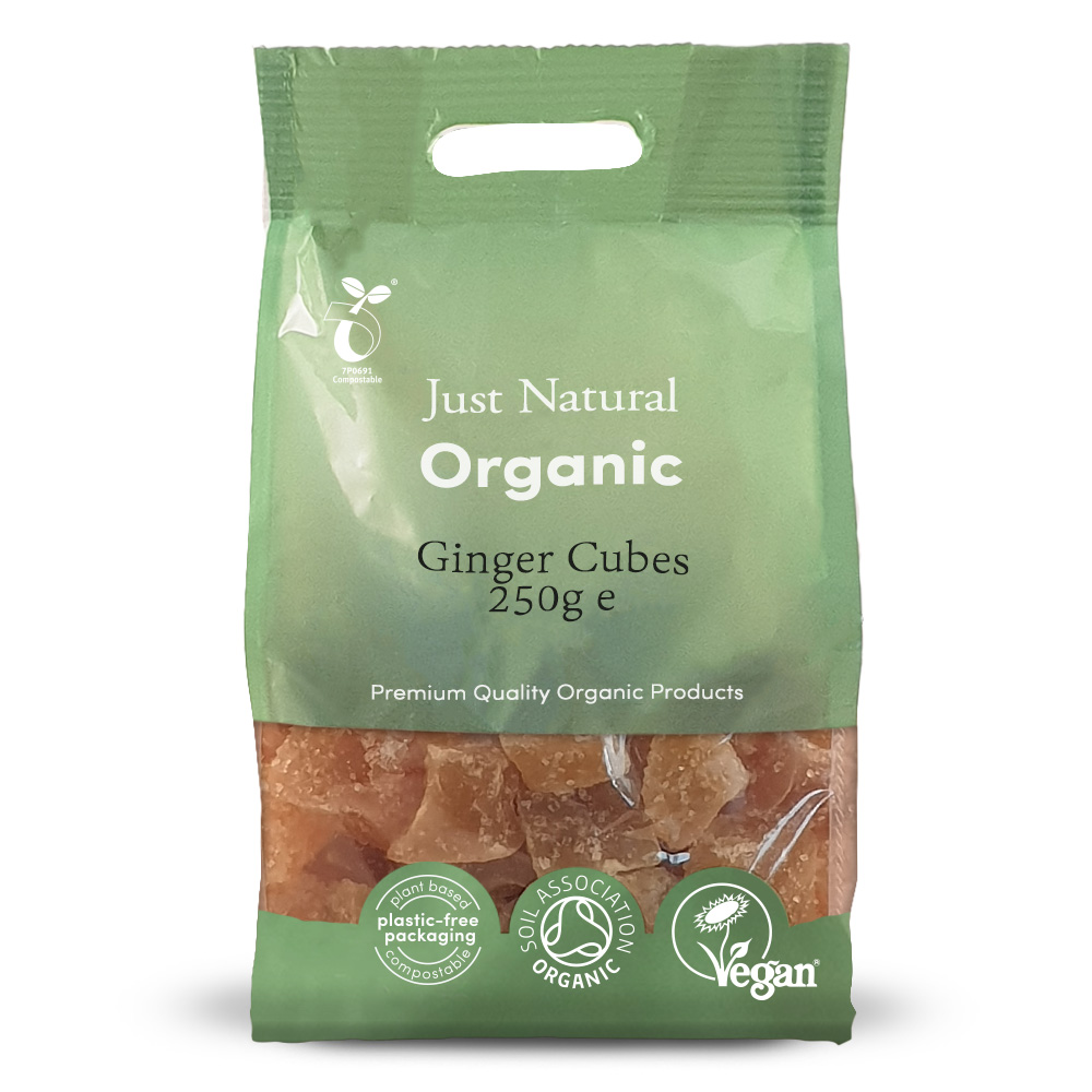 Just Natural Organic Ginger Candied Cubes 250g