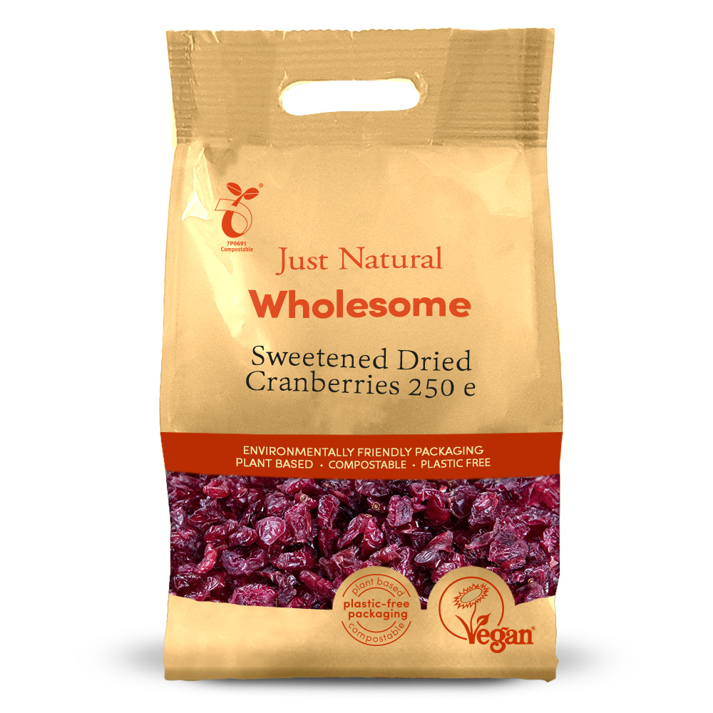 Just Natural Sweetened Dried Cranberries 250g