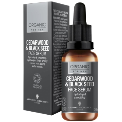 Amphora Aromatics Cedarwood & Black Seed Face Serum For Men Organic