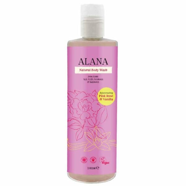 Alana Rose & Vanilla Natural Body Wash 100ml Travel Bottle