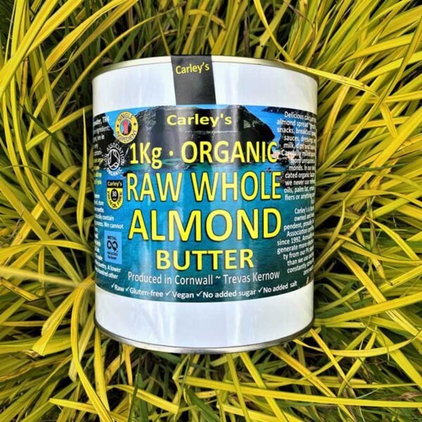 Carley's Organic SMOOTH RAW ALMOND Butter 1kg Eco Tin