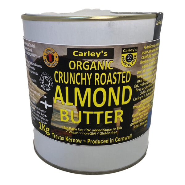 Carley's Organic CRUNCHY ALMOND Butter 1kg Eco Tin