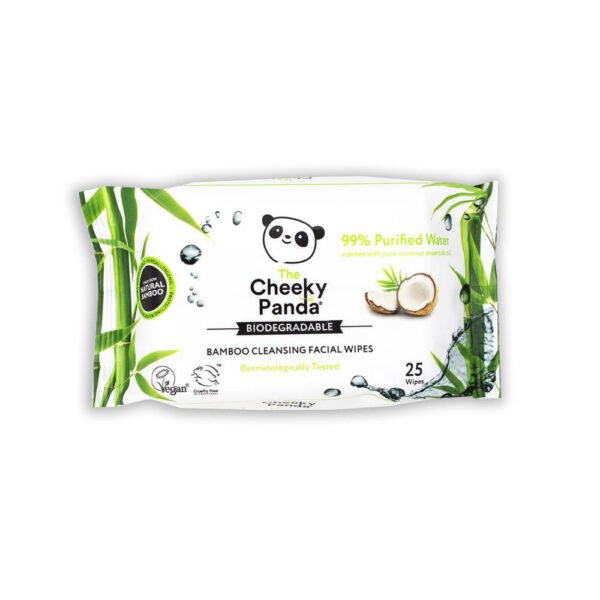 Cheeky Panda 100% Bamboo Cleansing Facial Wipes Coconut Scented 25 Wipes (Min. 2)