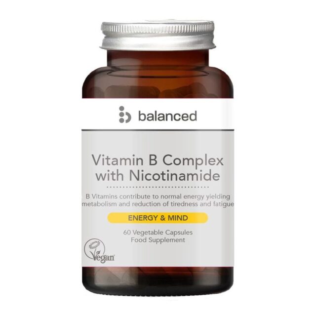 Balanced Vitamin B Complex 60 Veggie Caps - Reusable Bottle