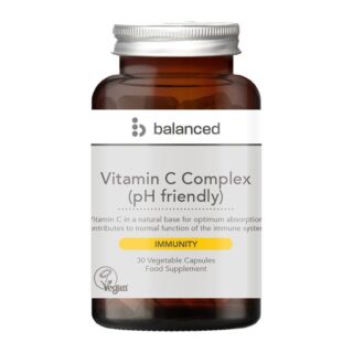 Balanced Vitamin C Complex (pH Friendly) 30 Veggie Caps - Reusable Bottle