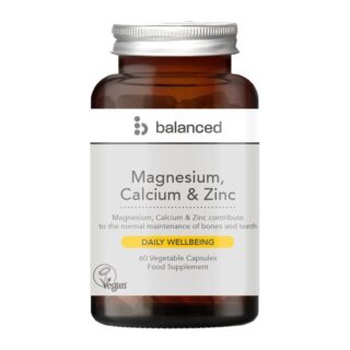 Balanced Magnesium Calcium & Zinc 60 Veggie Caps - Reusable Bottle