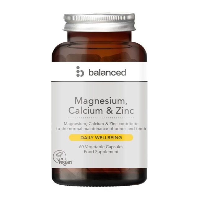 Balanced Magnesium Calcium & Zinc 60 Veggie Caps - Reusable Bottle