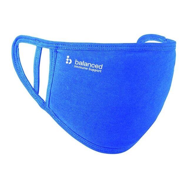 Balanced Washable Face Mask - Royal Blue Dual Fit 2 Ply Logo Right Cheek