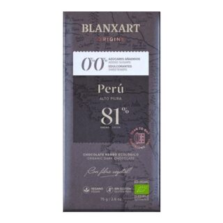 Blanxart 81% Peru Organic Chocolate 75g No Added Sugar