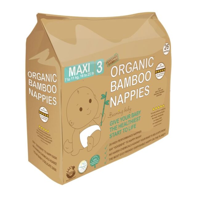 Beaming Baby Organic Bamboo Nappies Size 3 (7-11kg 26 nappies)