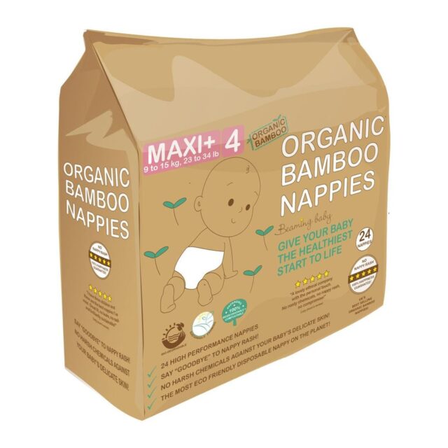 Beaming Baby Organic Bamboo Nappies Size 4 (9-15 kg 24 nappies)