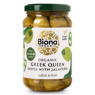 Biona Organic Greek Queen Olives with Jalapeno