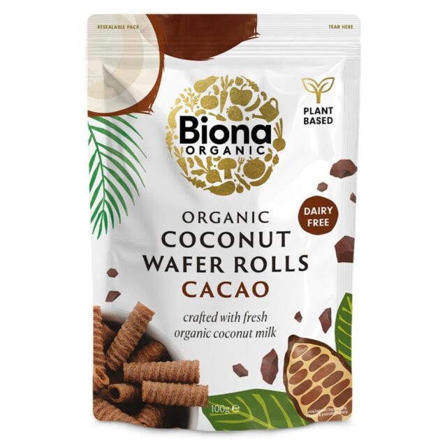 Biona Organic Coconut Wafer Rolls Cacao