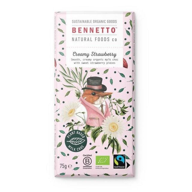 Bennetto Creamy Strawberry Vegan Chocolate Bar
