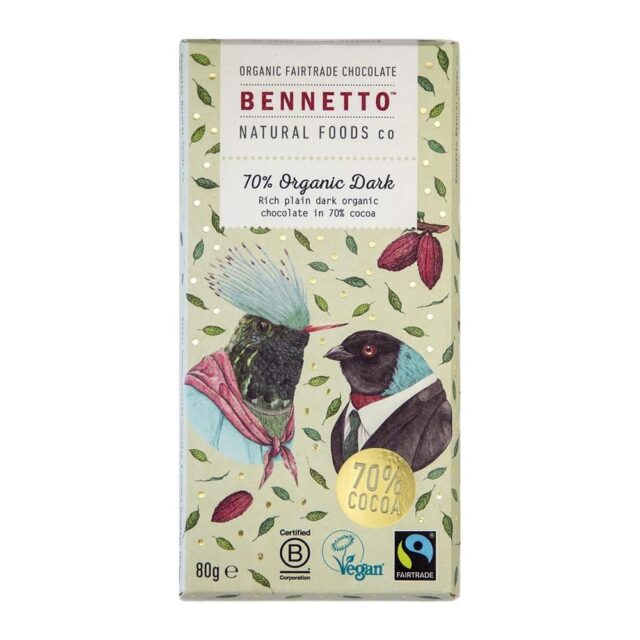 Bennetto Organic Chocolate Bar 70% Dark