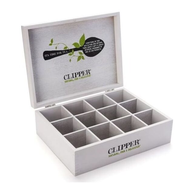 Clipper Wooden 12 Compartment Branded Chest - Tea/Coffee Not Included