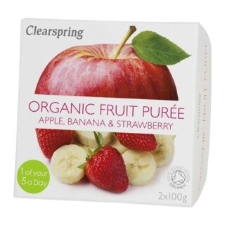 Clearspring Organic Fruit Puree Apple/Banana/Strawberry (2x100g)