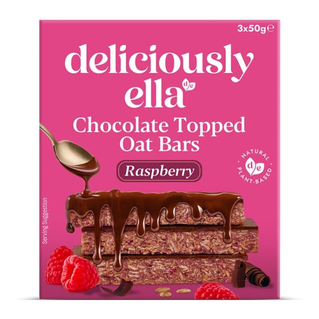 Deliciously Ella Raspberry Choc Topped Oat Bar Multipack 3 x