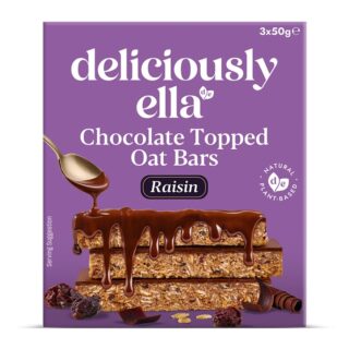 Deliciously Ella Raisin Choc Topped Oat Bar Multipack 3 x
