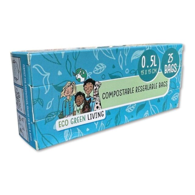 Eco Green Living Compostable Resealable Bags Small 0.5 Litre -