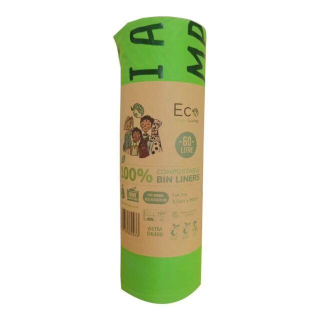 Eco Green Living Certified Compostable 60L Large Bin Bags
