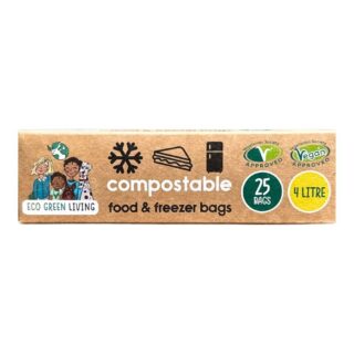 Eco Green Living 4 Litre Certified Compostable Food & Freezer Bags -