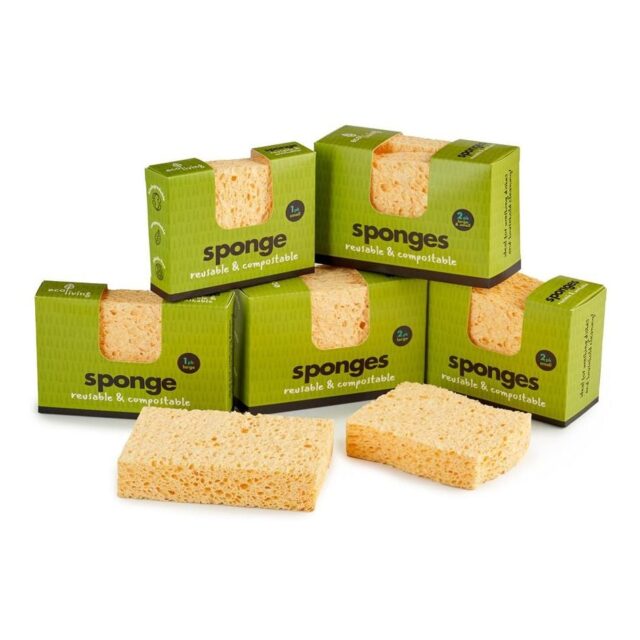 Ecoliving Compostable UK Sponge 2 Pack 1 Wavy 1 Large