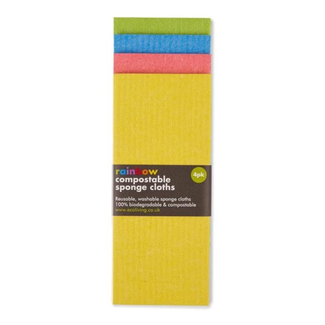 Ecoliving Compostable Sponge Cloths Rainbow - 4 Pack