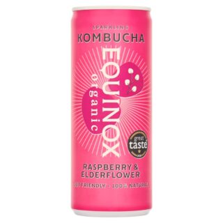 Equinox Kombucha Organic Kombucha Soft Drink with Raspberry & Elderflower 250ml Can