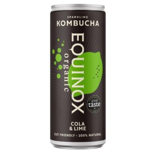 Equinox Kombucha Organic Kombucha Soft Drink Cola & Lime 250ml Can