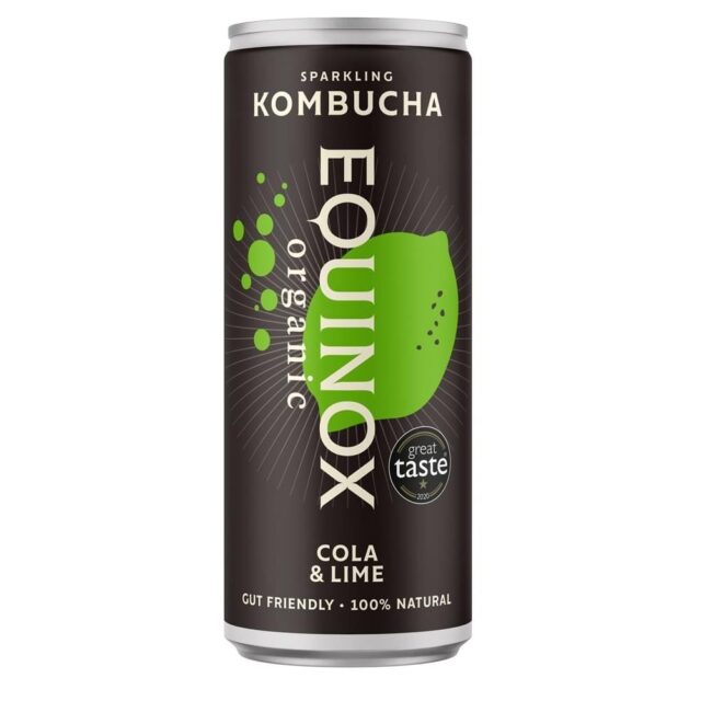 Equinox Kombucha Organic Kombucha Soft Drink Cola & Lime 250ml Can