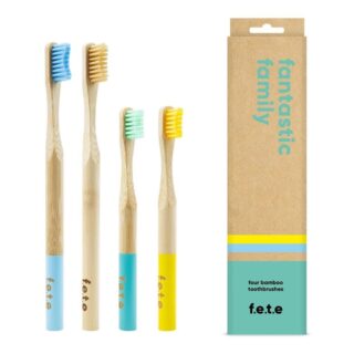 From Earth to Earth Bamboo Toothbrush Fantastic Family Pack 2x Medium Adult 2x Child