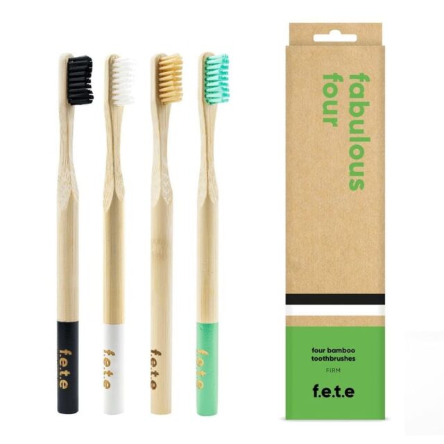 From Earth to Earth Bamboo Toothbrush Fabulous Four 4 x Firm Adult Toothbrushes