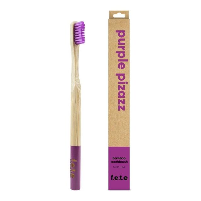 From Earth to Earth Bamboo Toothbrush Purple Pizazz - Purple Medium