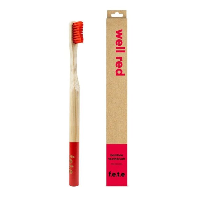 From Earth to Earth Bamboo Toothbrush "Well Red" - Red Medium 1 Unit