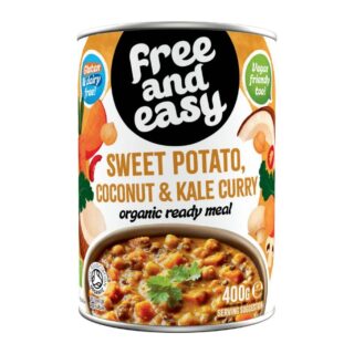 Free & Easy Organic Sweet Potato, Kale & Coconut Curry